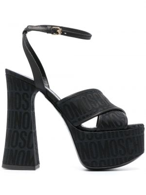Sandale din jacard Moschino negru