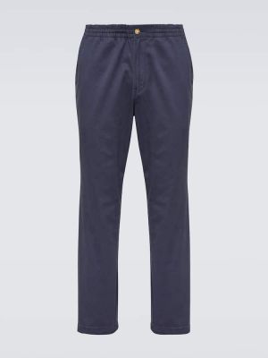 Bavlněné rovné kalhoty Polo Ralph Lauren modré