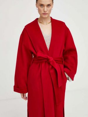 Płaszcz wełniany By Malene Birger czerwony