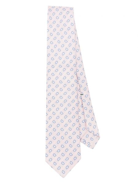 Hodvábna kravata s paisley vzorom Borrelli ružová