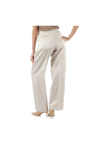 Pantalones rectos con cremallera de algodón de viscosa Calvin Klein beige