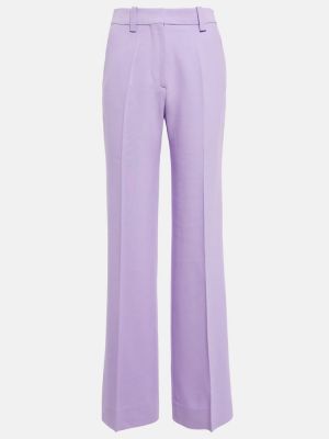 Ravne hlače Victoria Beckham vijolična