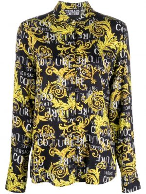 Rifľová košeľa na gombíky s potlačou Versace Jeans Couture