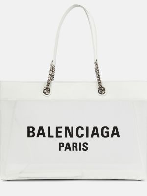 Nákupná taška so sieťovinou Balenciaga biela
