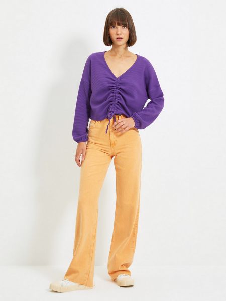 Блуза з довгим рукавом Trendyol фіолетова