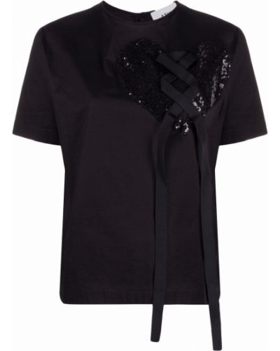 Camiseta con lentejuelas con corazón Atu Body Couture negro