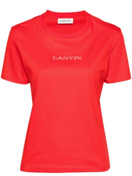 Haftowana koszulka bawełniana Lanvin czerwona