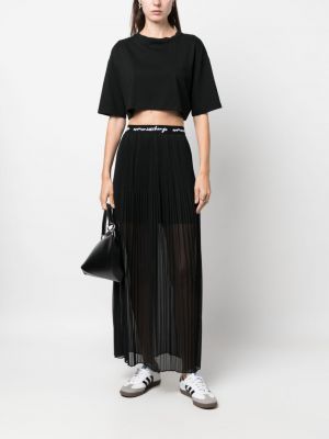 Plisované dlouhá sukně Armani Exchange černé