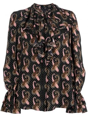 Копринена блуза с принт с пейсли десен Etro черно