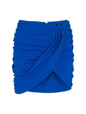 Mini spódniczka z dżerseju drapowana Balmain niebieska