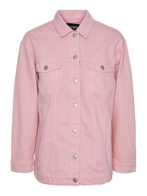 Oversize džinsa jaka Pieces rozā