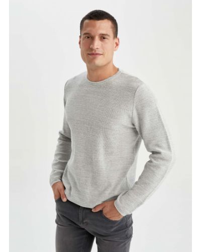 Меланжевый пуловер Defacto серый