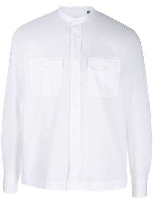 Bavlněná lněná košile Corneliani bílá