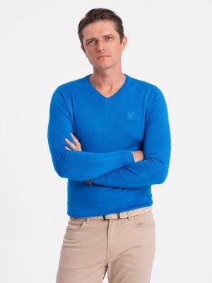 Džemperis ar v veida izgriezumu Ombre zils