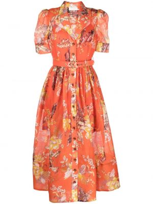 Φλοράλ μίντι φόρεμα με σχέδιο Zimmermann πορτοκαλί