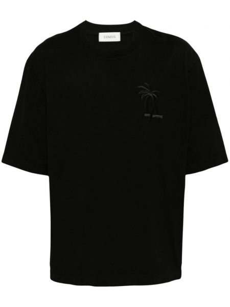 Bombažna majica z vezenjem Laneus črna