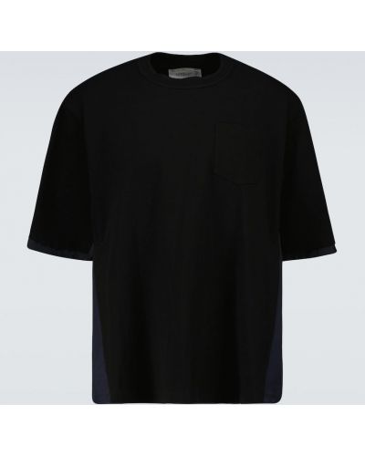 Camiseta de algodón Sacai negro