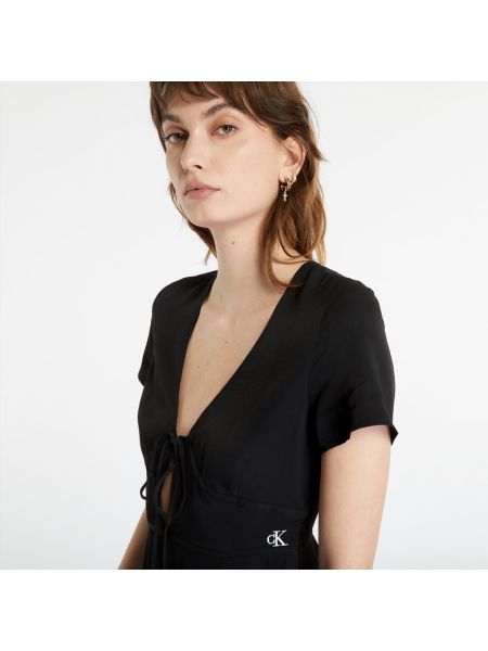 Сукня міді з коротким рукавом з крепу Calvin Klein чорна