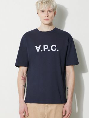 Bombažna majica A.p.c. modra