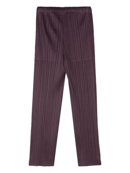 Plisované slim fit kalhoty Pleats Please Issey Miyake fialové