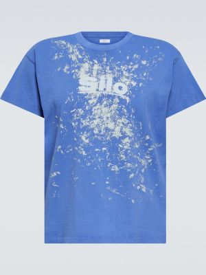 Bombažna majica s potiskom Erl modra