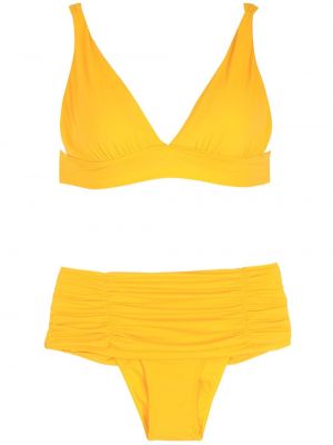 Bikini cu decolteu în v drapat Brigitte galben