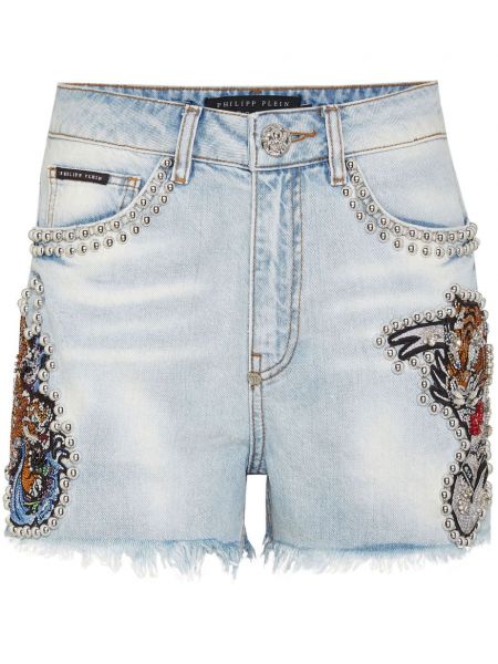 Denim şort Philipp Plein mavi