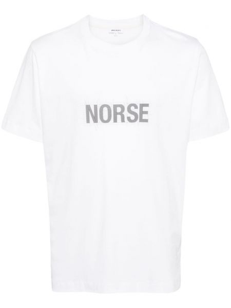 Mustriline puuvillased t-särk Norse Projects valge