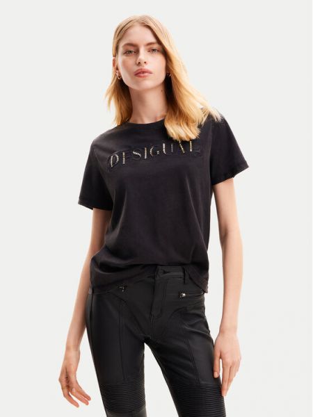 Priliehavé tričko Desigual čierna