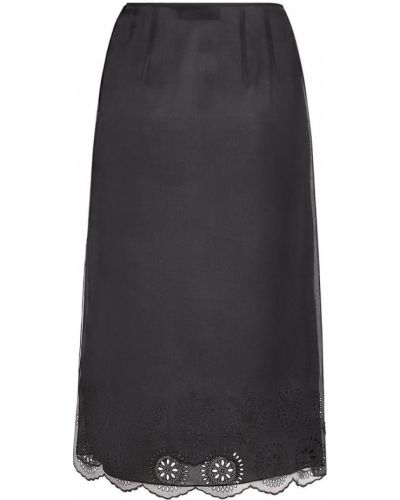 Falda midi con bordado Fendi negro