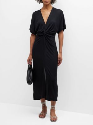 Черное длинное платье с v-образным вырезом Lenny Niemeyer