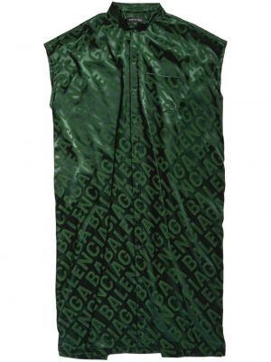 Sukienka bez rękawów z nadrukiem Balenciaga zielona