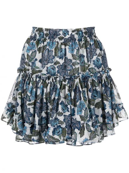 Květinové rozšířená sukně s volány Misa Los Angeles - modrá