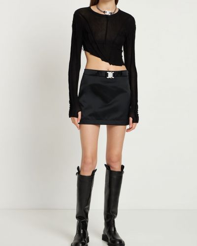 Saténové mini sukně z nylonu s přezkou 1017 Alyx 9sm černé