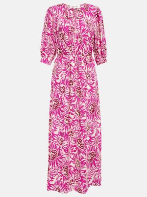Květinové viskózové midi šaty Diane Von Furstenberg - růžová
