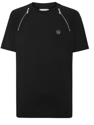 T-shirt mit reißverschluss aus baumwoll Philipp Plein schwarz