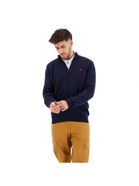 Хлопковый свитер на молнии Timberland синий