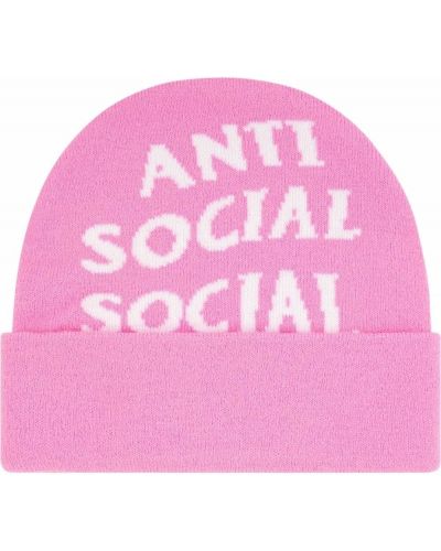 Gorro de punto Anti Social Social Club rosa