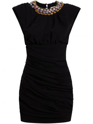 Koktejlové šaty na zip z polyesteru s kulatým výstřihem Cinq A Sept - černá
