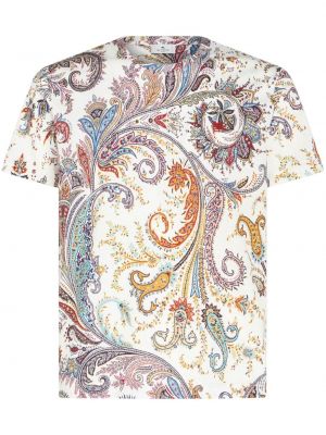 Bavlněné tričko s potiskem s paisley potiskem Etro bílé