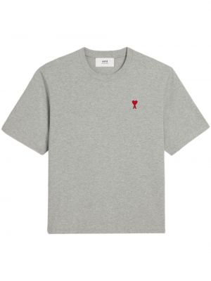 T-shirt brodé de motif coeur Ami Paris gris