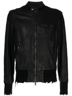 Kožená bunda s oděrkami Giorgio Brato černá