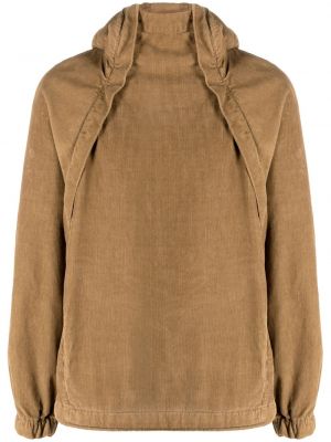 Samt hoodie s kapuljačom s patentnim zatvaračem Ranra smeđa