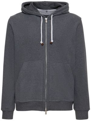 Sudadera con cremallera de algodón Brunello Cucinelli gris