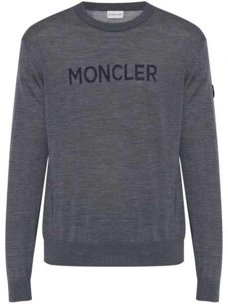 Baskılı yün uzun kazak Moncler gri