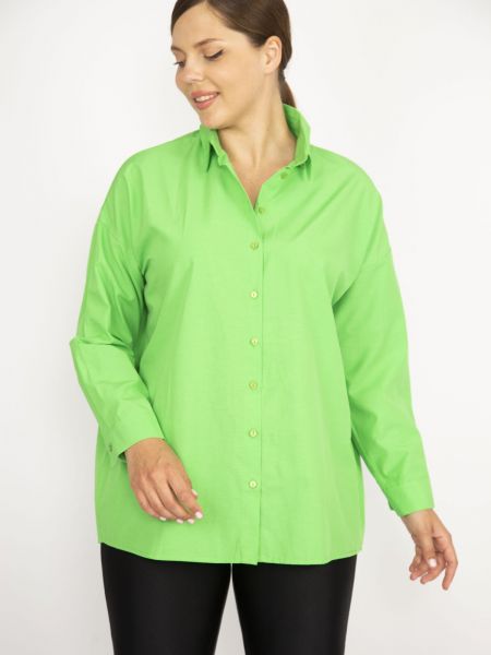 Košile s knoflíky s dlouhými rukávy şans zelená
