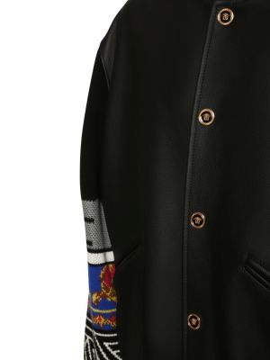 Kožená bomber bunda Versace čierna