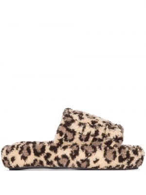 Domáce papuče s potlačou s leopardím vzorom Natasha Zinko béžová