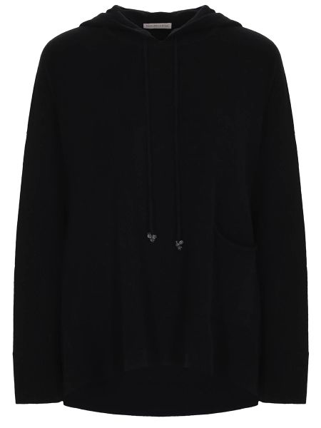 Шерстяной свитер с капюшоном Elena Miro черный