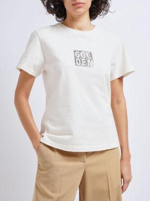 Bavlnené tričko s potlačou Golden Goose biela